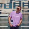 Men's Round Neck Soft Lavender Color Graphic Printed T-Shirt