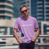 Men's Round Neck Soft Lavender Color Graphic Printed T-Shirt
