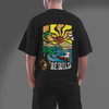 Men's Oversized Black Be Wild Graphic Printed T-Shirt
