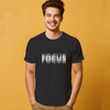 Men's Round Neck Black Focus Graphic Printed T-Shirt