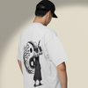 Men's Oversized White Ying Yang Graphic Printed T-Shirt